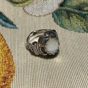 Konstantino Sterling Silver & 18K Gold Mother of Pearl & Pink Tourmaline Ring